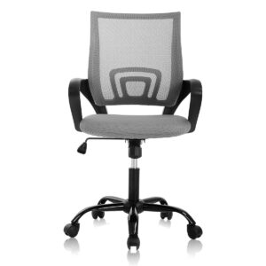 office chair desk chair computer chair ergonomic mid back mesh chair with lumbar support & armrest modern adjustable height swivel task executive chair for women men adult, grey