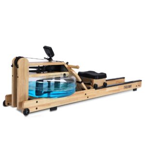 trunk water rowing machine for home gym fitness, classic solid wood rower machine with lcd monitor whole body exercise cardio training