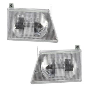 for ford e150 / e250 / e350 econoline van headlight assembly 1997-2007 pair driver and passenger side composite type for fo2502153 | 6c2z13008ba