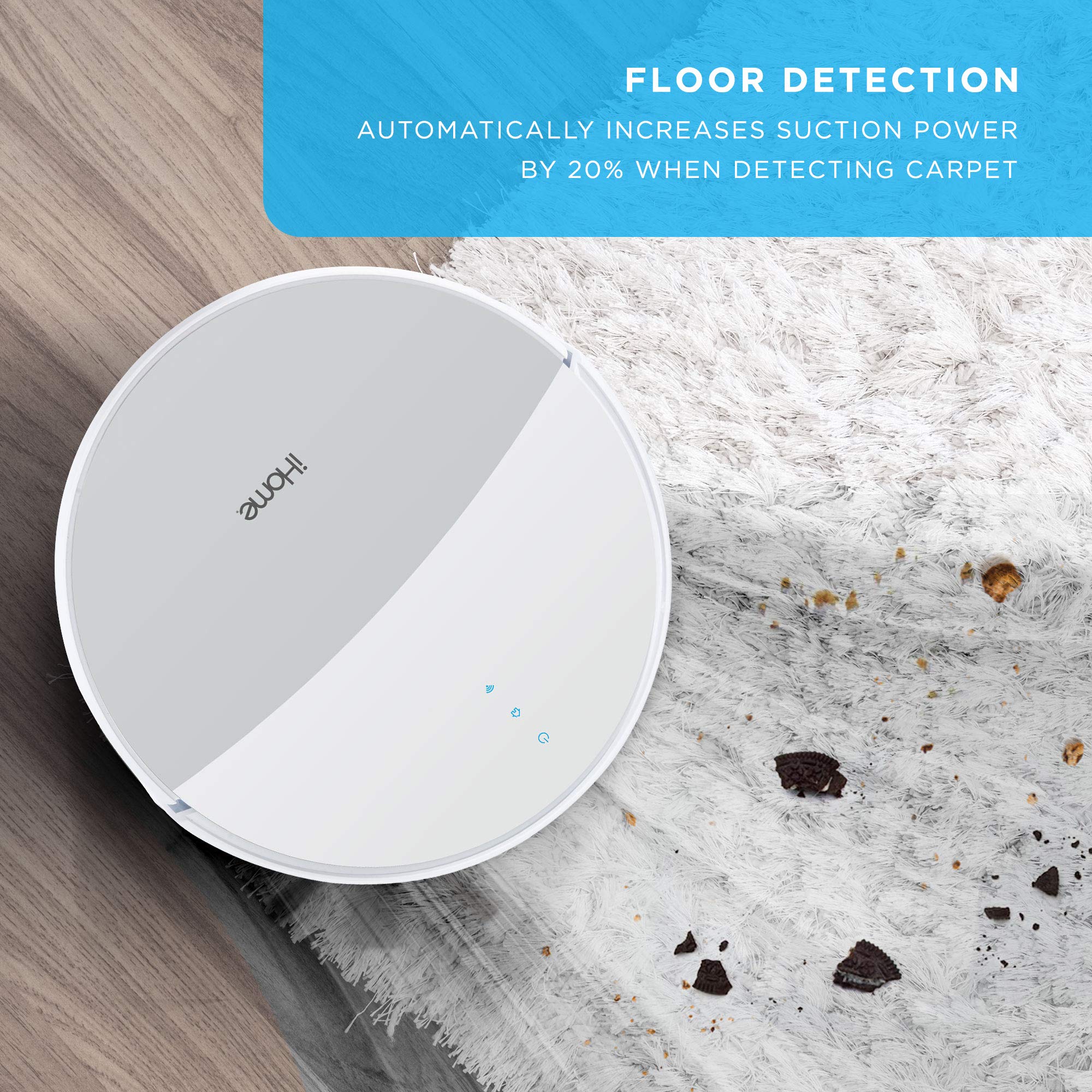 iHome AutoVac 2-in-1 Robot Vacuum + Mopping Enabled with Mapping HomeMap Navigation, 2000pa Suction Power, HyperDrive Technology for Pet Hair, Alexa/Google and App Control (Eclipse White)