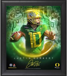 justin herbert oregon ducks framed 15" x 17" stars of the game collage - facsimile signature - college player plaques and collages