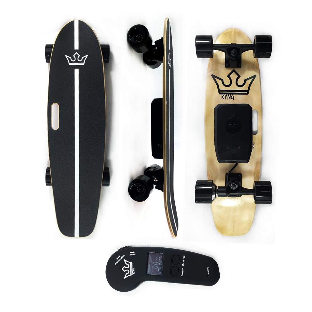 KYNG Electric Skateboard with Wireless LED Remote, 29" for Youth and Adults 15 MPH, 350W Motor, 10 Mile Range, Adjustable Speed and Braking, 7 Layer Maple Deck, 175lb Weight Load, Kids and Adult