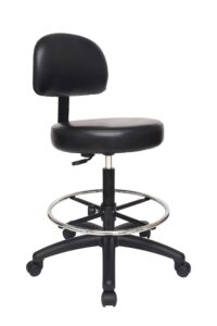 chair master adjustable chair/stool for exam rooms, labs, doctor and dentist offices. easy to clean! 24"-34" seat height. 18" foot ring (tall bench height, black)