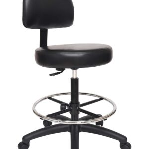 Chair Master Adjustable Chair/Stool for Exam Rooms, Labs, Doctor and Dentist Offices. Easy to Clean! 24"-34" Seat Height. 18" Foot Ring (Tall Bench Height, Black)