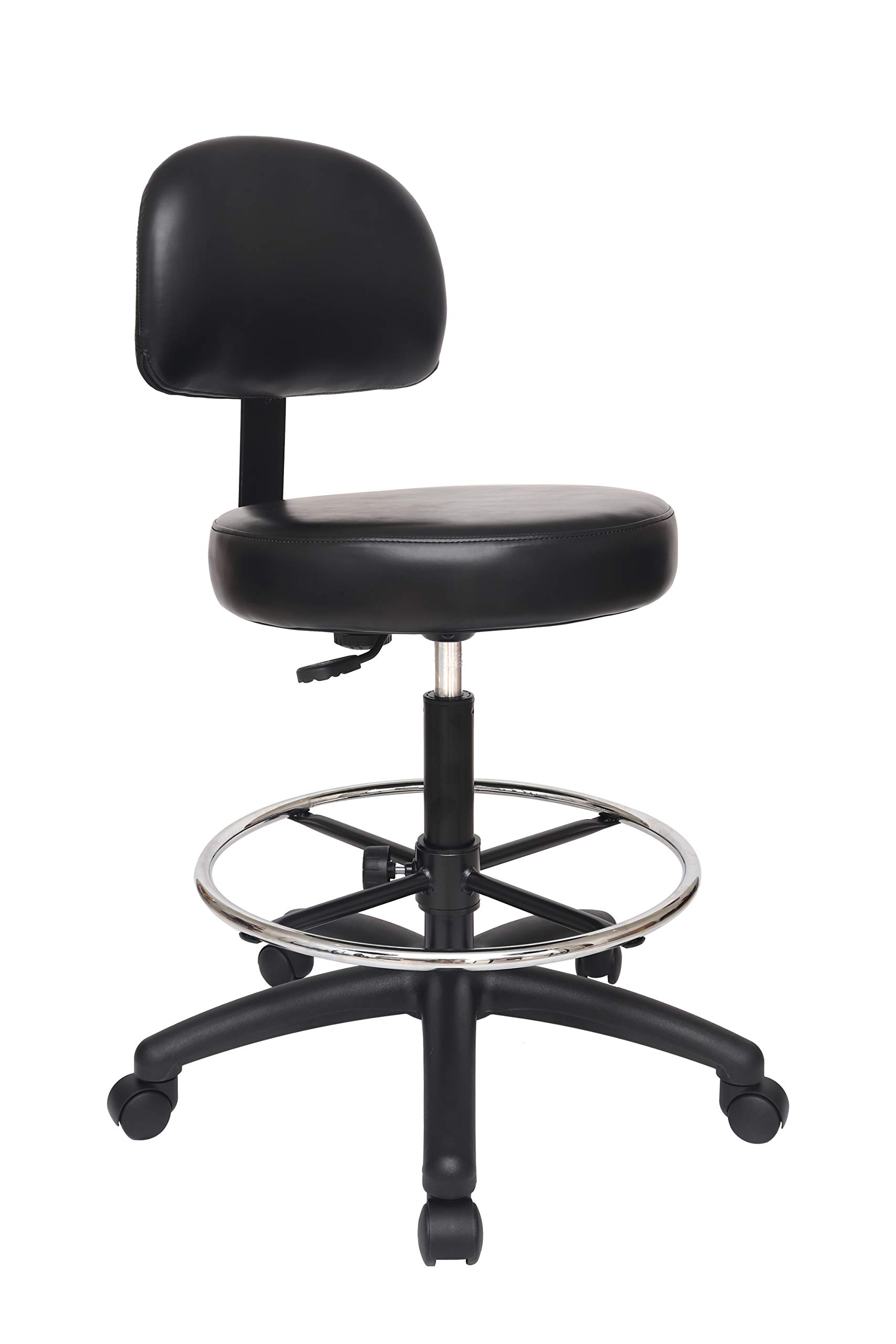 Chair Master Adjustable Chair/Stool for Exam Rooms, Labs, Doctor and Dentist Offices. Easy to Clean! 24"-34" Seat Height. 18" Foot Ring (Tall Bench Height, Black)