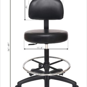 Chair Master Adjustable Chair/Stool for Exam Rooms, Labs, Doctor and Dentist Offices. Easy to Clean! 24"-34" Seat Height. 18" Foot Ring (Tall Bench Height, Black)