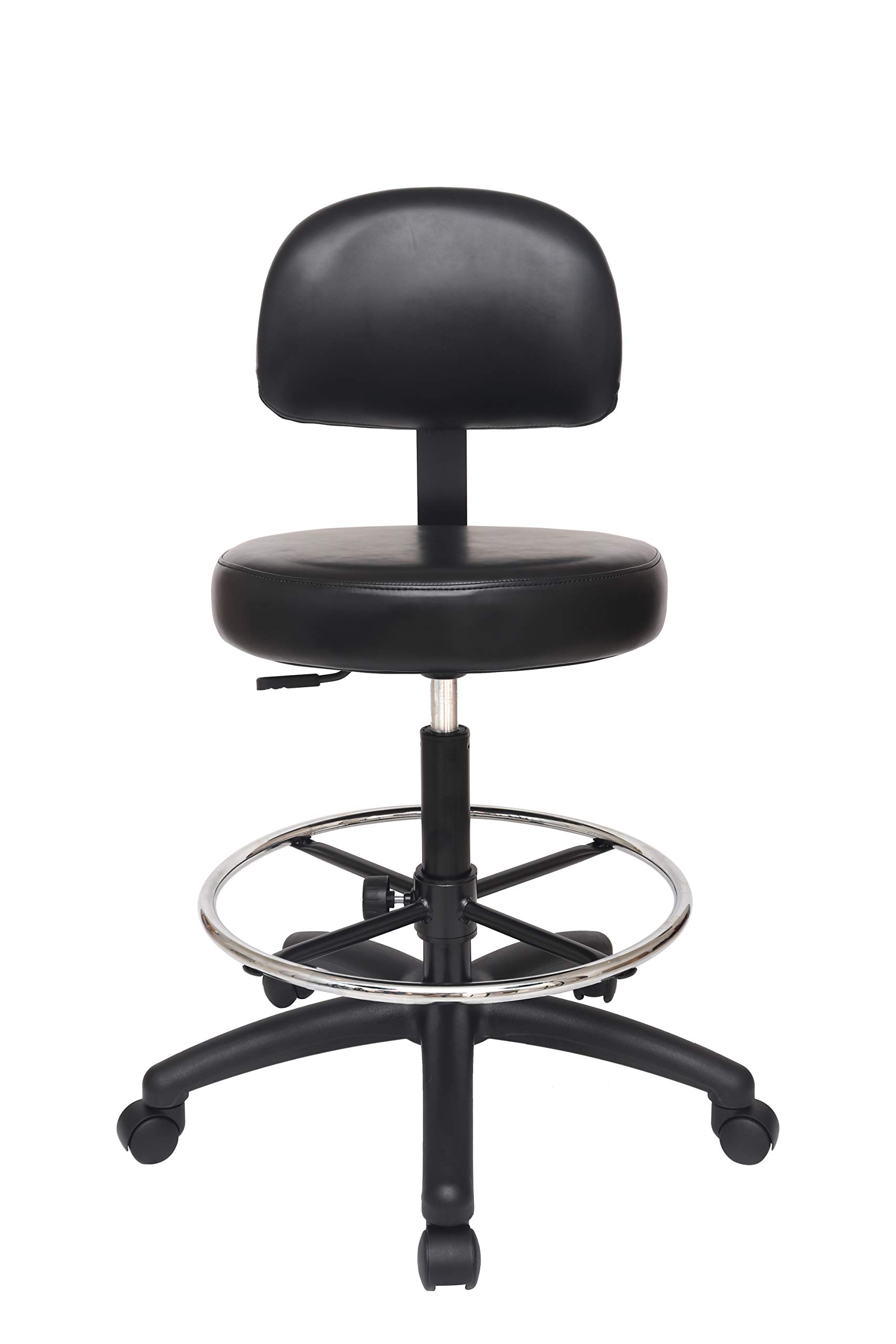 Chair Master Adjustable Chair/Stool for Exam Rooms, Labs, Doctor and Dentist Offices. Easy to Clean! 24"-34" Seat Height. 18" Foot Ring (Tall Bench Height, Black)