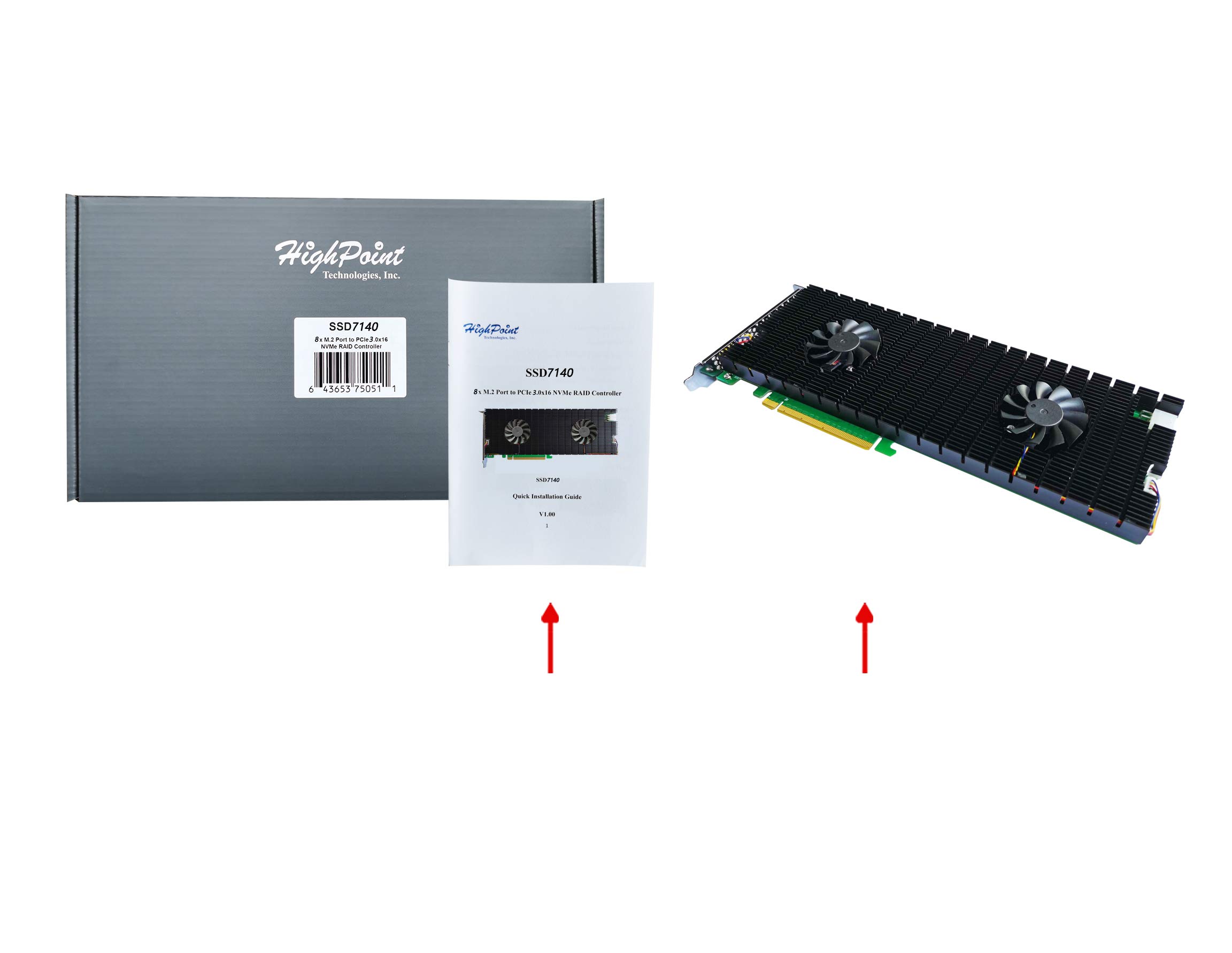 Highpoint SSD7140 PCIe 3.0 x16 8-Port M.2 NVMe RAID Controller