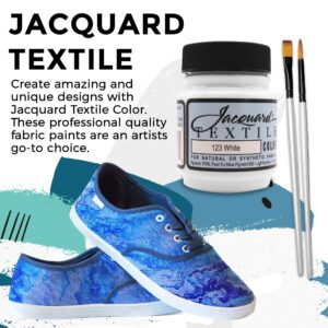 Moshify Jacquard Products White Textile Color Fabric Paint Made in USA - JAC1123 2.25-Ounces - Bundled Brush Set