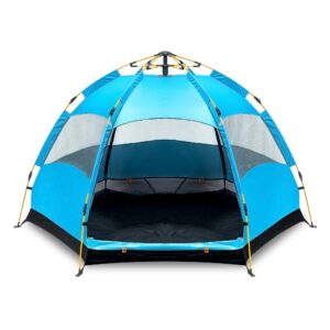 borntech 1 minute instant easy setup pop up camping tent light weight backpacking tent waterproof windproof tents for camping, hiking, outdoor festivals, beach (blue, 4 person)