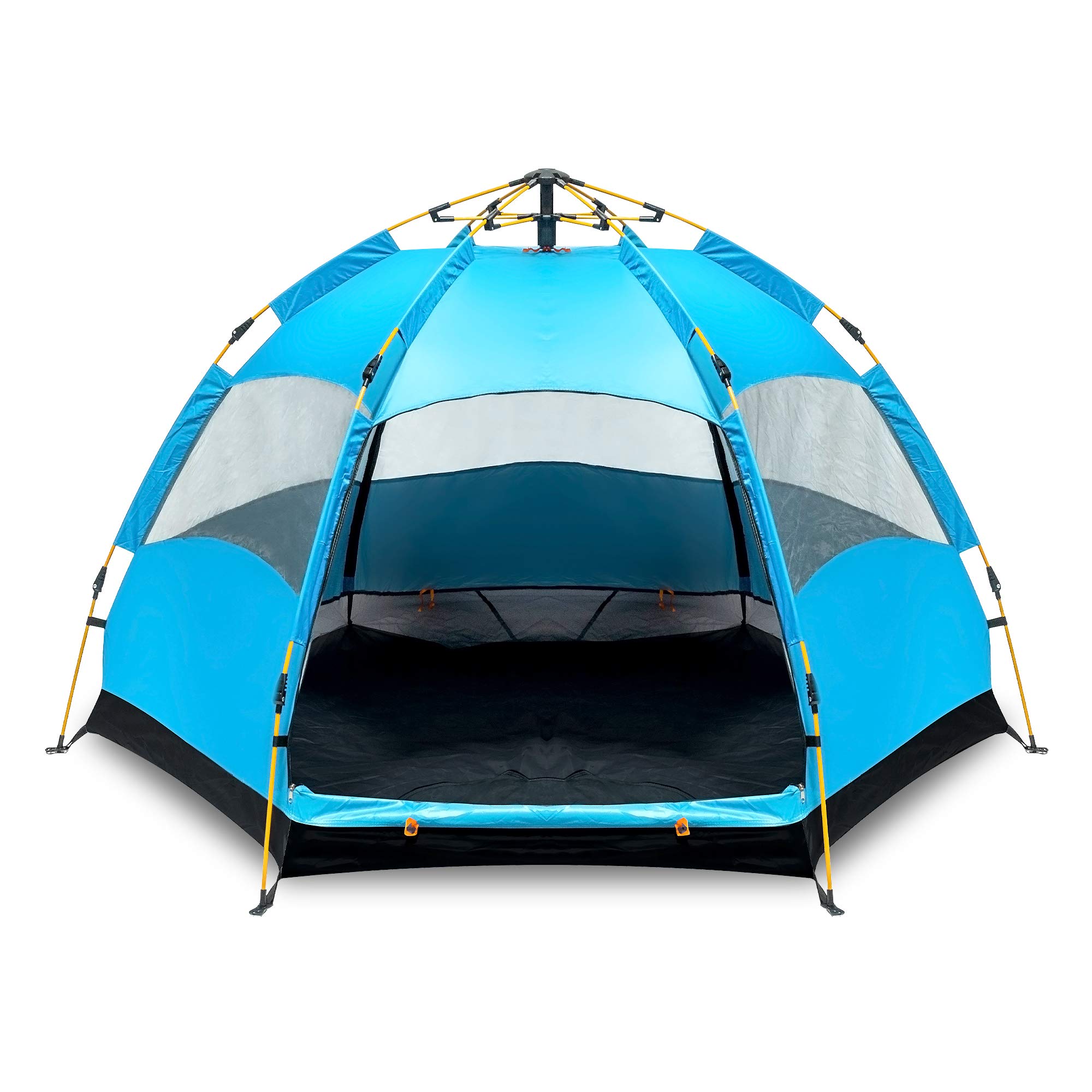 BornTech 1 Minute Instant Easy Setup Pop Up Camping Tent Light Weight Backpacking Tent Waterproof Windproof Tents for Camping, Hiking, Outdoor Festivals, Beach (Blue, 4 Person)