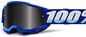 100% accuri 2 sand mountain bike & motocross goggles - mx and mtb racing protective eyewear (blue - smoke lens)
