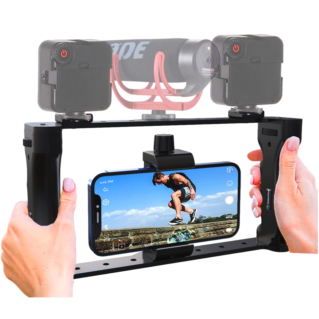 KobraTech Smartphone Video Rig | UltraGrip Pro iPhone Rig Cage | Phone Stabilizer for Video Recording | Mount for Camera and iPhone Filming Accessories