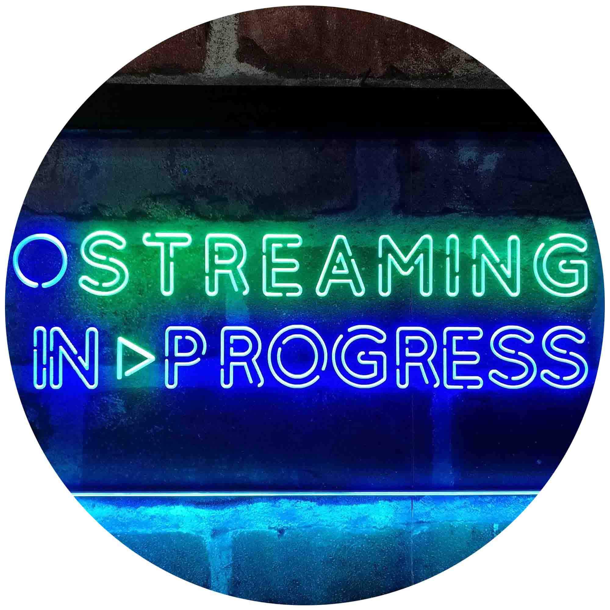 ADVPRO Streaming in Progress Display Dual Color LED Neon Sign Green & Blue 16 x 12 Inches st6s43-i4096-gb