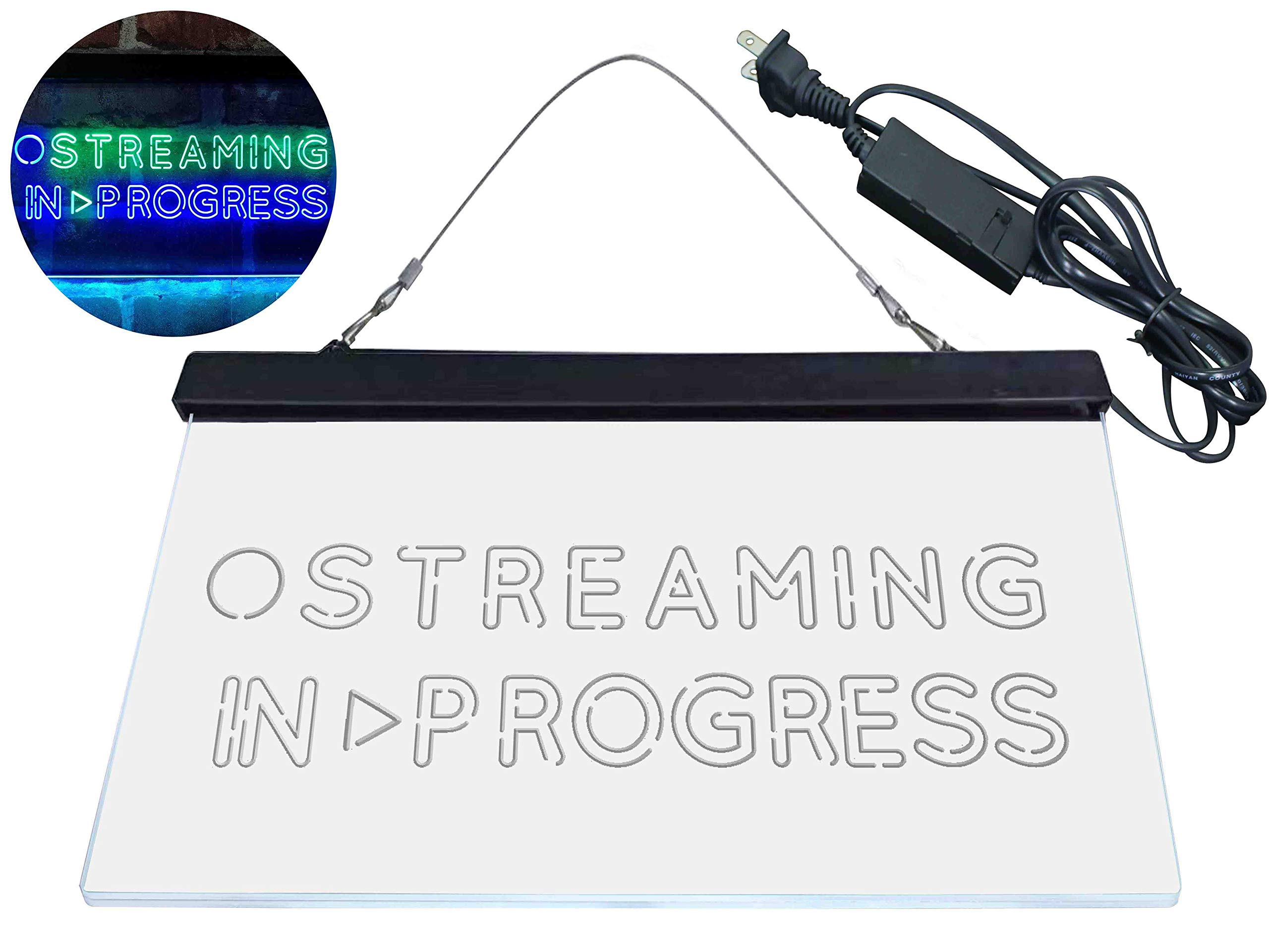 ADVPRO Streaming in Progress Display Dual Color LED Neon Sign Green & Blue 16 x 12 Inches st6s43-i4096-gb