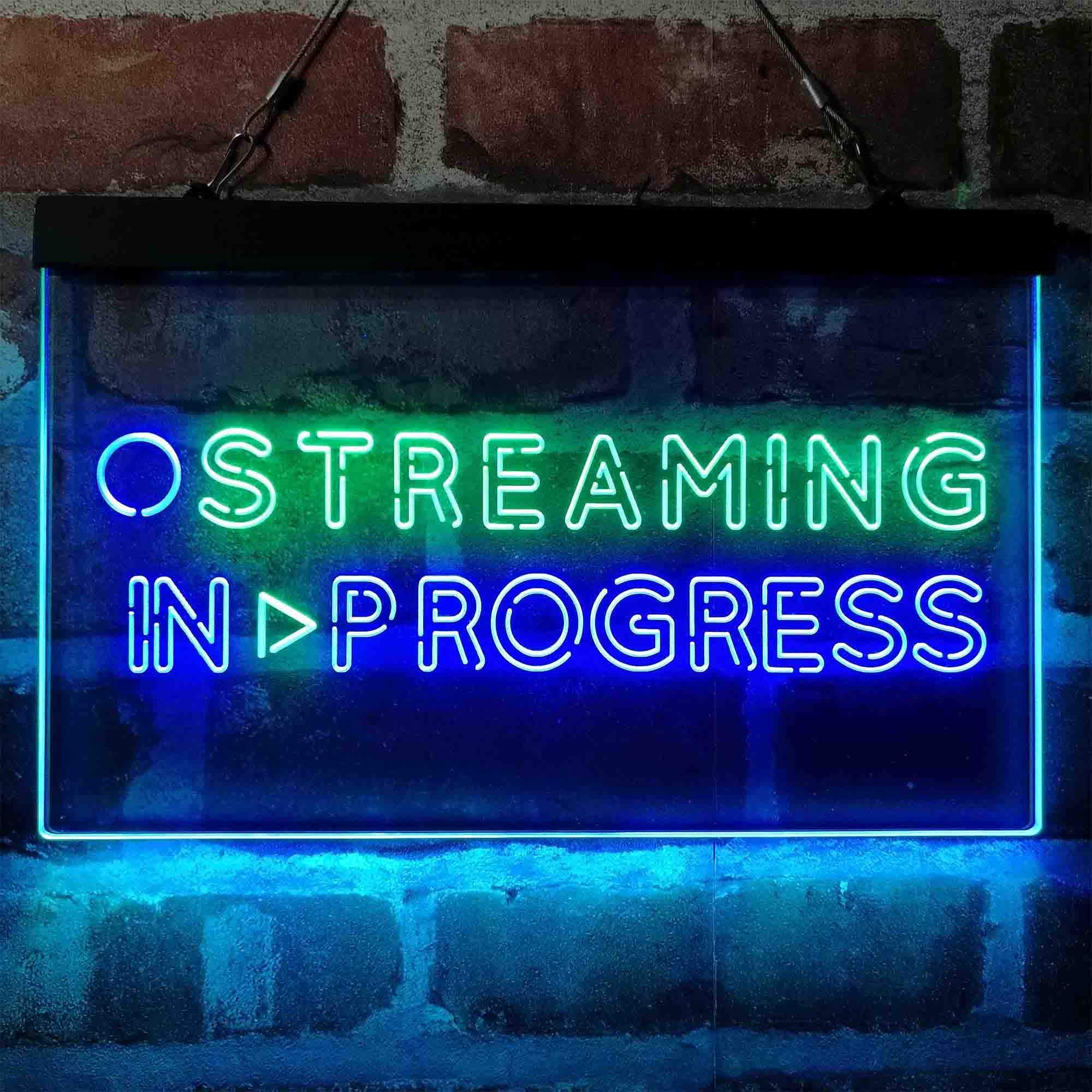 ADVPRO Streaming in Progress Display Dual Color LED Neon Sign Green & Blue 16 x 12 Inches st6s43-i4096-gb