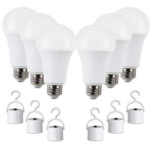 laborate lighting rechargeable led light bulbs with battery backup, emergency led bulb, pack of 6, led 60 watt bulb