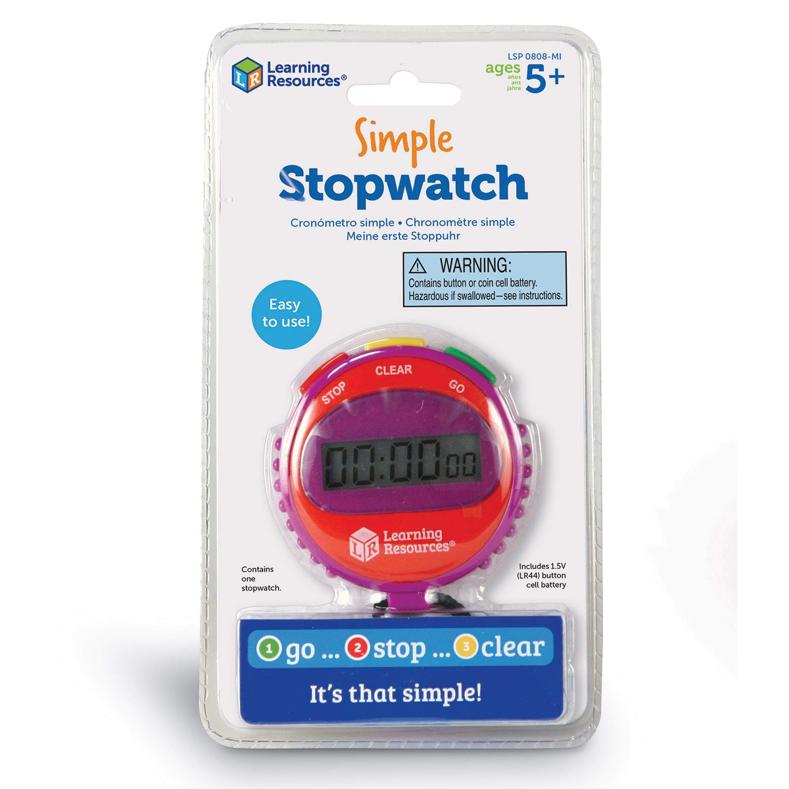 Learning Resources Simple Stopwatch, Multicolor