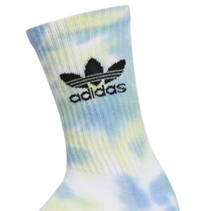 adidas Originals Mixed Graphics Cushioned Crew Socks (3-Pair) -Discontinued, Ambient Sky Blue/Pulse Yellow/White, Large