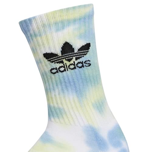 adidas Originals Mixed Graphics Cushioned Crew Socks (3-Pair) -Discontinued, Ambient Sky Blue/Pulse Yellow/White, Large