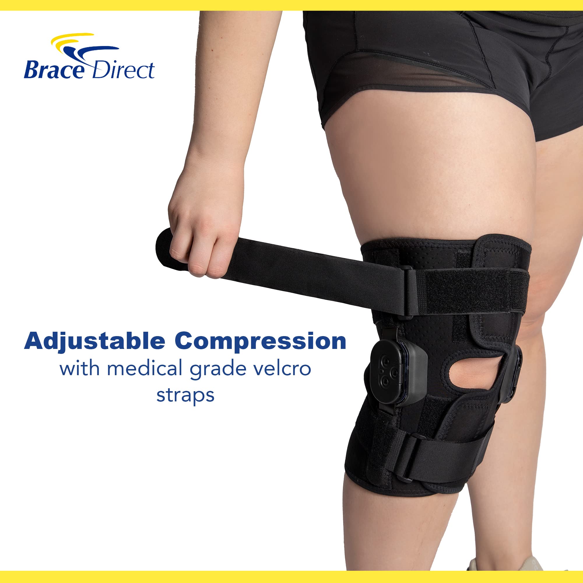 Brace Direct Plus Size Obesity External Deluxe Hinged Knee Brace for Knee Pain with Compression Knee Wrap for Overweight Men & Women Relief from Joint Pain from Meniscus Tears, Arthritis Pain