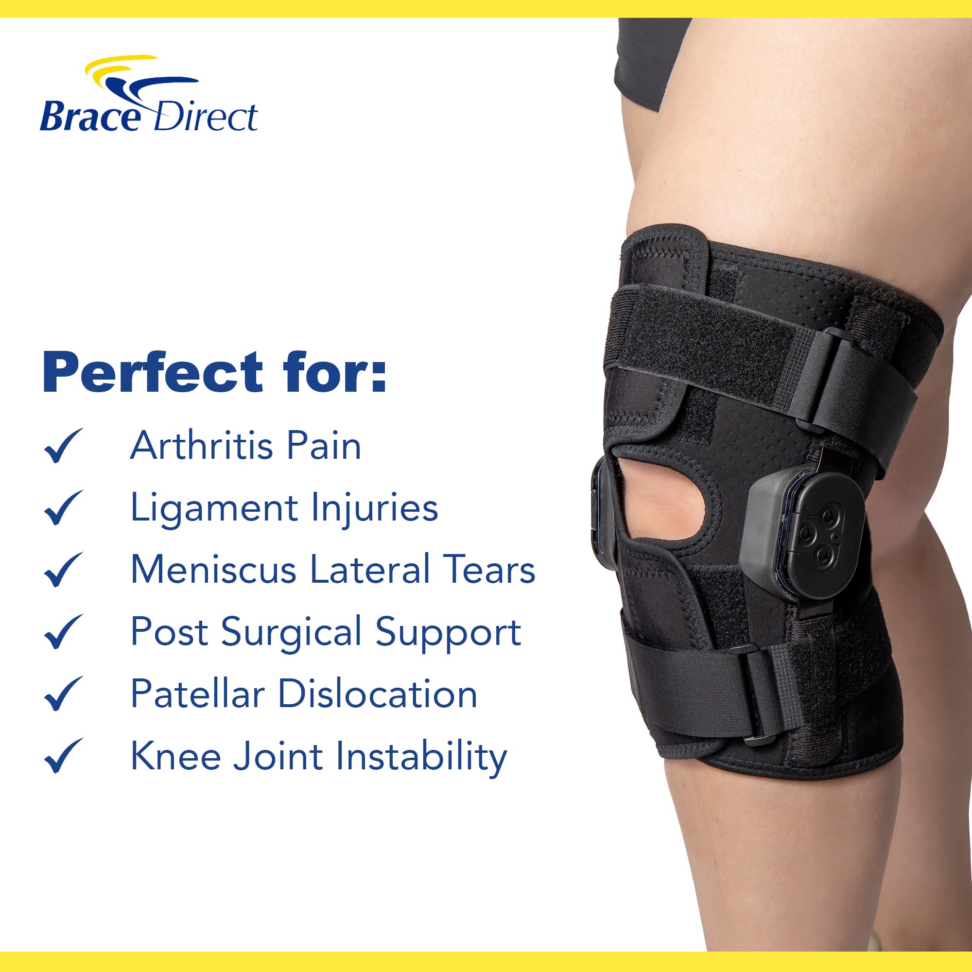 Brace Direct Plus Size Obesity External Deluxe Hinged Knee Brace for Knee Pain with Compression Knee Wrap for Overweight Men & Women Relief from Joint Pain from Meniscus Tears, Arthritis Pain