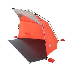 coleman lightweight and portable beach shade canopy tent, fast setup in 5 minutes, upf 50+ sun protection, with sand bags & stakes