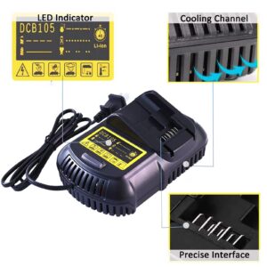 DCB105 Charger Compatible with Dewalt 12V/20V Lithium Battery DCB101 DCB115 DCB107 DCB105 DCB203 DCB204 DCB206 DCB201 DCB120 DCB127