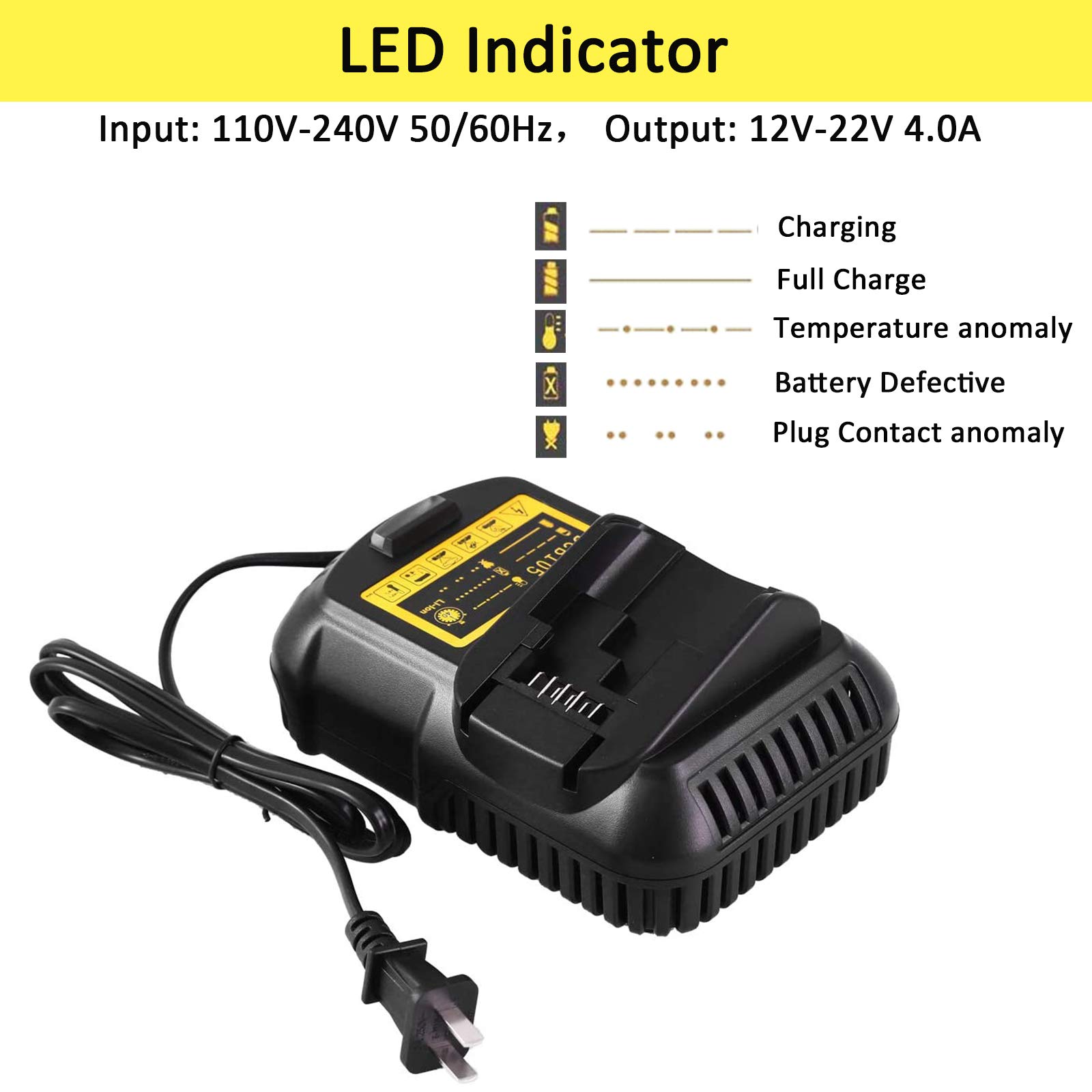 DCB105 Charger Compatible with Dewalt 12V/20V Lithium Battery DCB101 DCB115 DCB107 DCB105 DCB203 DCB204 DCB206 DCB201 DCB120 DCB127