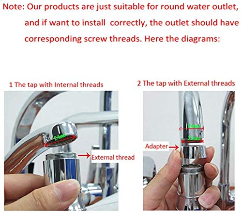 SNOMYRS 3-Color Temperature Sensitive Gradient LED Water Faucet Light Water Stream Color Changing Faucet Tap Sink Faucet for Kitchen and Bathroom (3 Color-1PC)