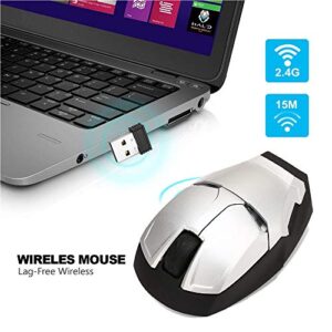 ECOiNVA Wireless Iron Man Mouse 2.4G Optical Computer Mouse for Desktop Laptop PC Mac (Silver)