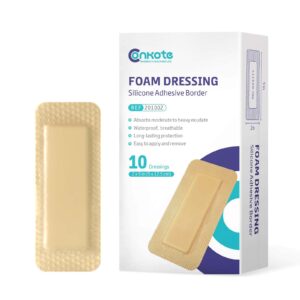 conkote silicone bordered foam dressing 2‘’x 5‘’, water-resistant & comfortable, box of 10 dressings