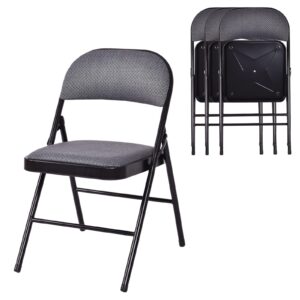 arlime 4-pack folding chair, portable chairs with upholstered padded seat and back, metal frame home office chairs, set of 4