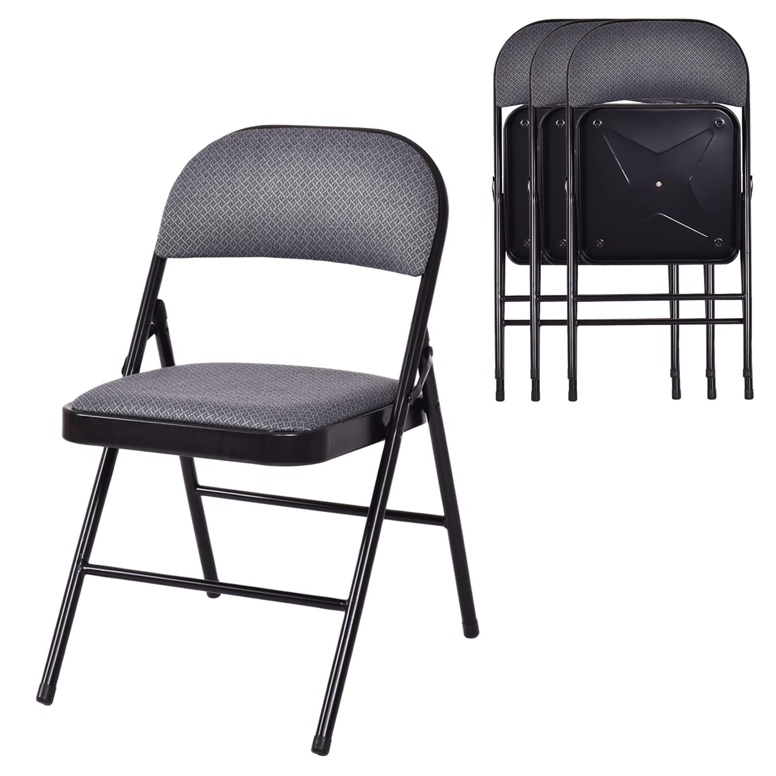 ARLIME 4-Pack Folding Chair, Portable Chairs with Upholstered Padded Seat and Back, Metal Frame Home Office Chairs, Set of 4