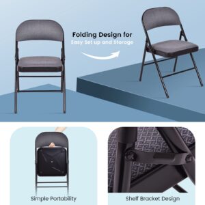 ARLIME 4-Pack Folding Chair, Portable Chairs with Upholstered Padded Seat and Back, Metal Frame Home Office Chairs, Set of 4