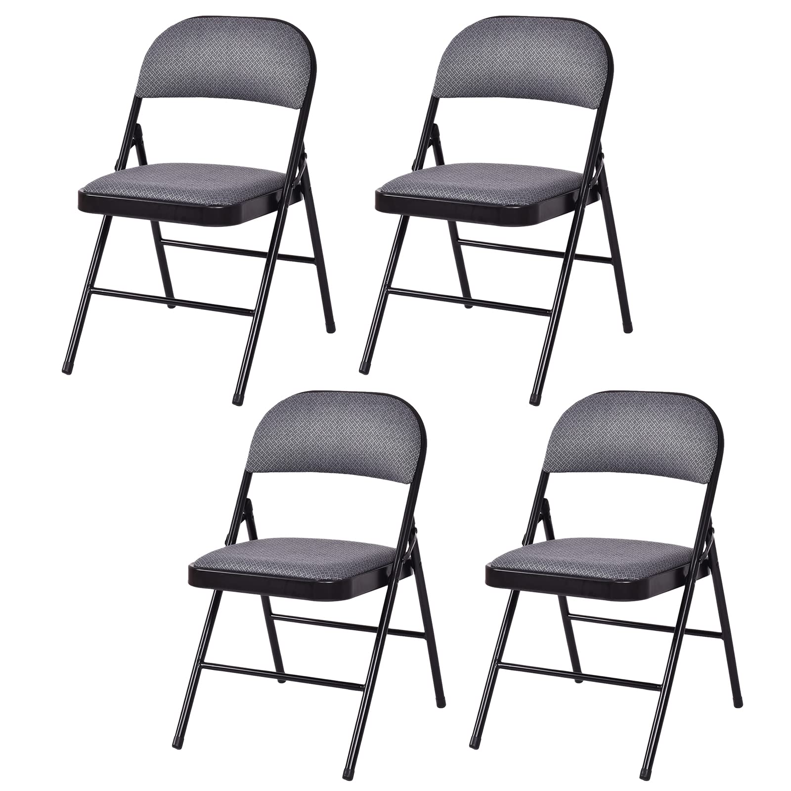 ARLIME 4-Pack Folding Chair, Portable Chairs with Upholstered Padded Seat and Back, Metal Frame Home Office Chairs, Set of 4