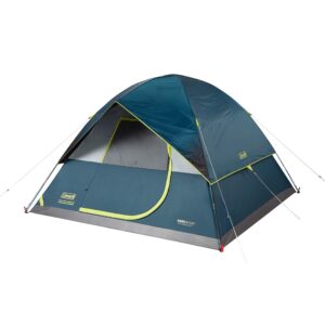 coleman camping tent | 6-person dark room dome camping tent with fast pitch setup, blue