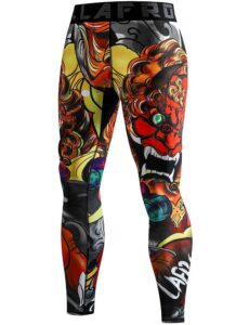 lafroi men's quick dry cool compression fit tights leggings waistband-ysk08 lion dance size md