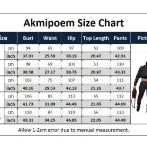 Akmipoem Winter Outfits for Women 2 Piece Tracksuits Long Sleeve Crop Hoodie Sweatshirts Jogging Pants Set Black S