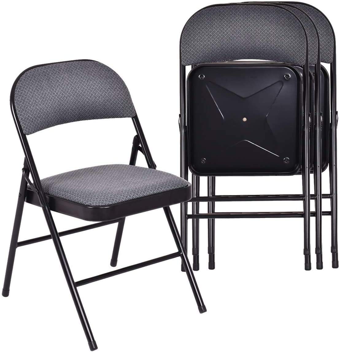 ReunionG Charles Folding Chair, 4 PCS, Black