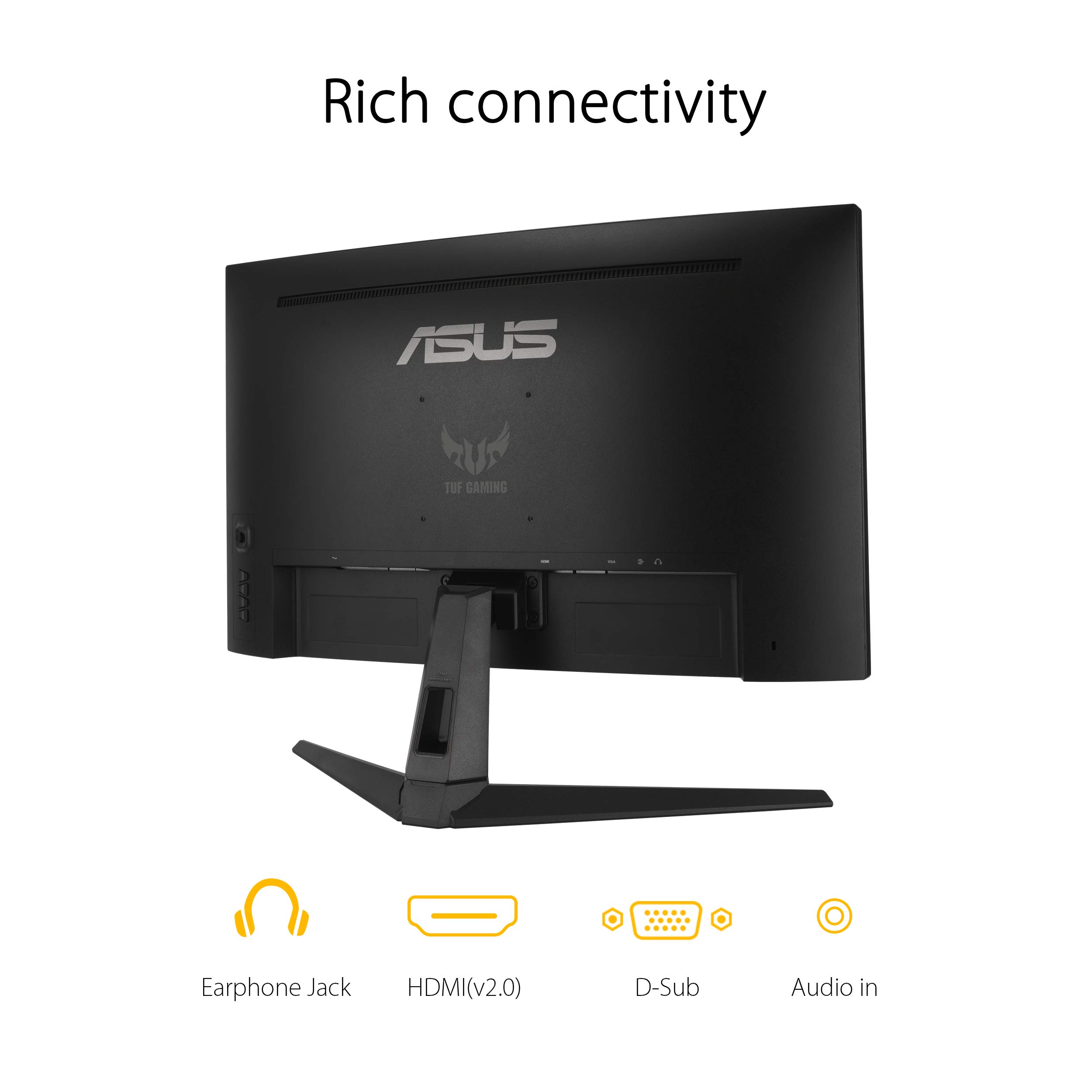 ASUS TUF Gaming VG27VH1B 27” Curved Monitor, 1080P Full HD, 165Hz (Supports 144Hz), Extreme Low Motion Blur, Adaptive-sync, FreeSync Premium, 1ms, Eye Care, HDMI D-Sub (Renewed)