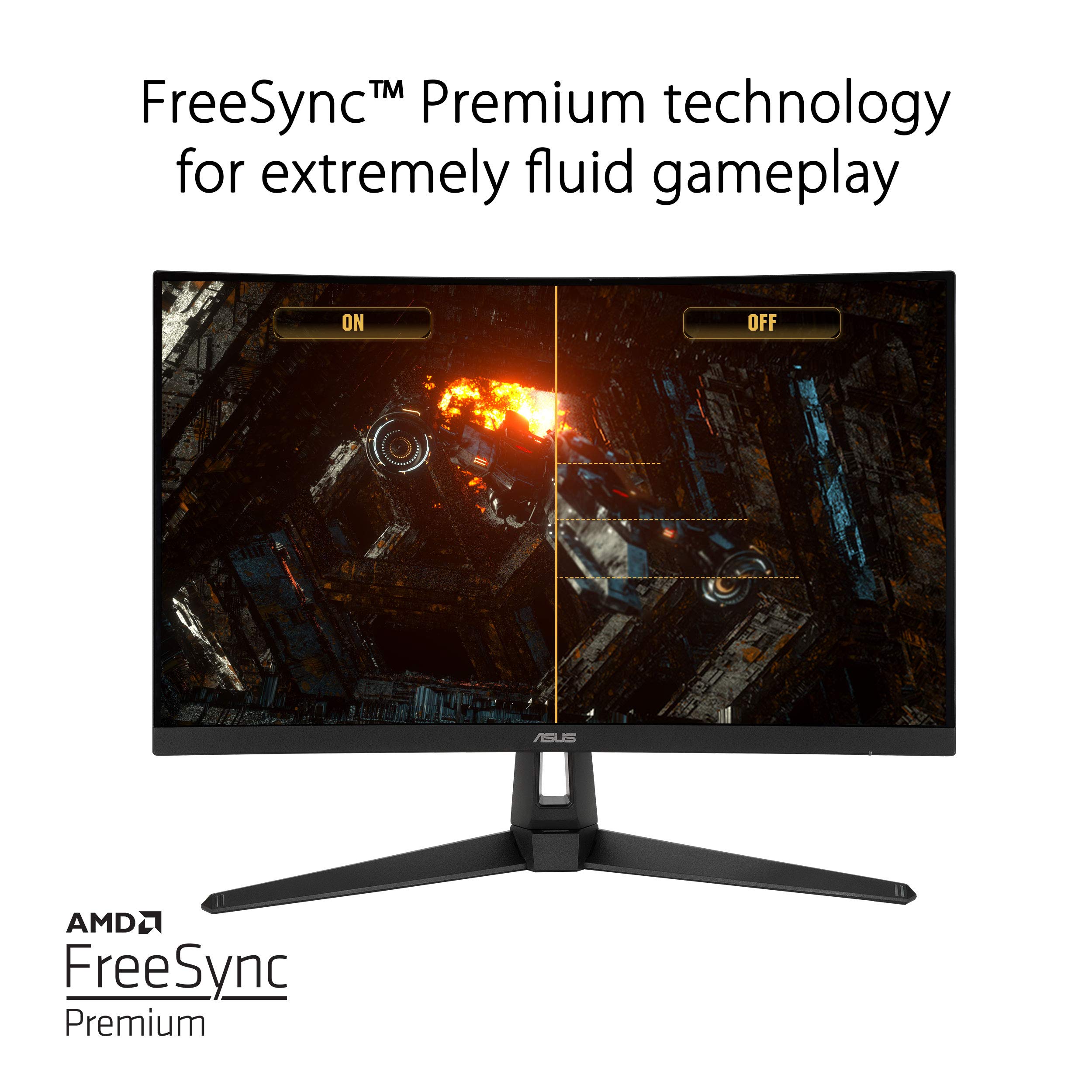 ASUS TUF Gaming VG27VH1B 27” Curved Monitor, 1080P Full HD, 165Hz (Supports 144Hz), Extreme Low Motion Blur, Adaptive-sync, FreeSync Premium, 1ms, Eye Care, HDMI D-Sub (Renewed)