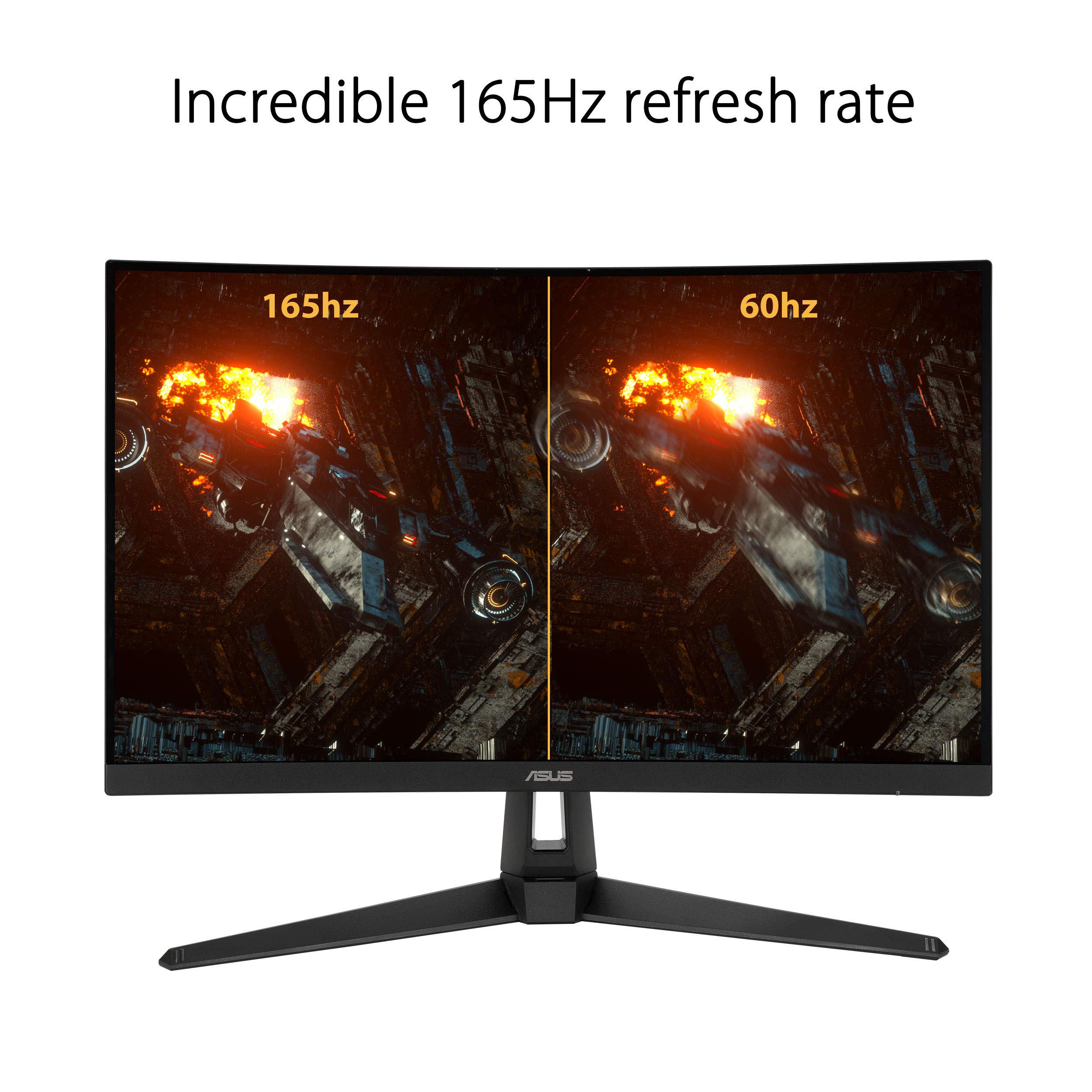 ASUS TUF Gaming VG27VH1B 27” Curved Monitor, 1080P Full HD, 165Hz (Supports 144Hz), Extreme Low Motion Blur, Adaptive-sync, FreeSync Premium, 1ms, Eye Care, HDMI D-Sub (Renewed)