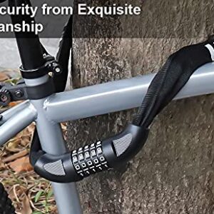 UBULLOX Bike Chain Lock 4FT Bike Lock 5-Digit Combination Bike Lock Anti-Theft Bicycle Lock 6mm Thick Resettable Bike Lock Chain for Bicycle, Motorcycle, Scooter, Gate, Fence, Black