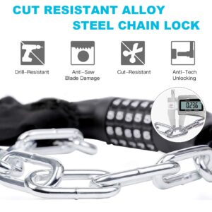 UBULLOX Bike Chain Lock 4FT Bike Lock 5-Digit Combination Bike Lock Anti-Theft Bicycle Lock 6mm Thick Resettable Bike Lock Chain for Bicycle, Motorcycle, Scooter, Gate, Fence, Black