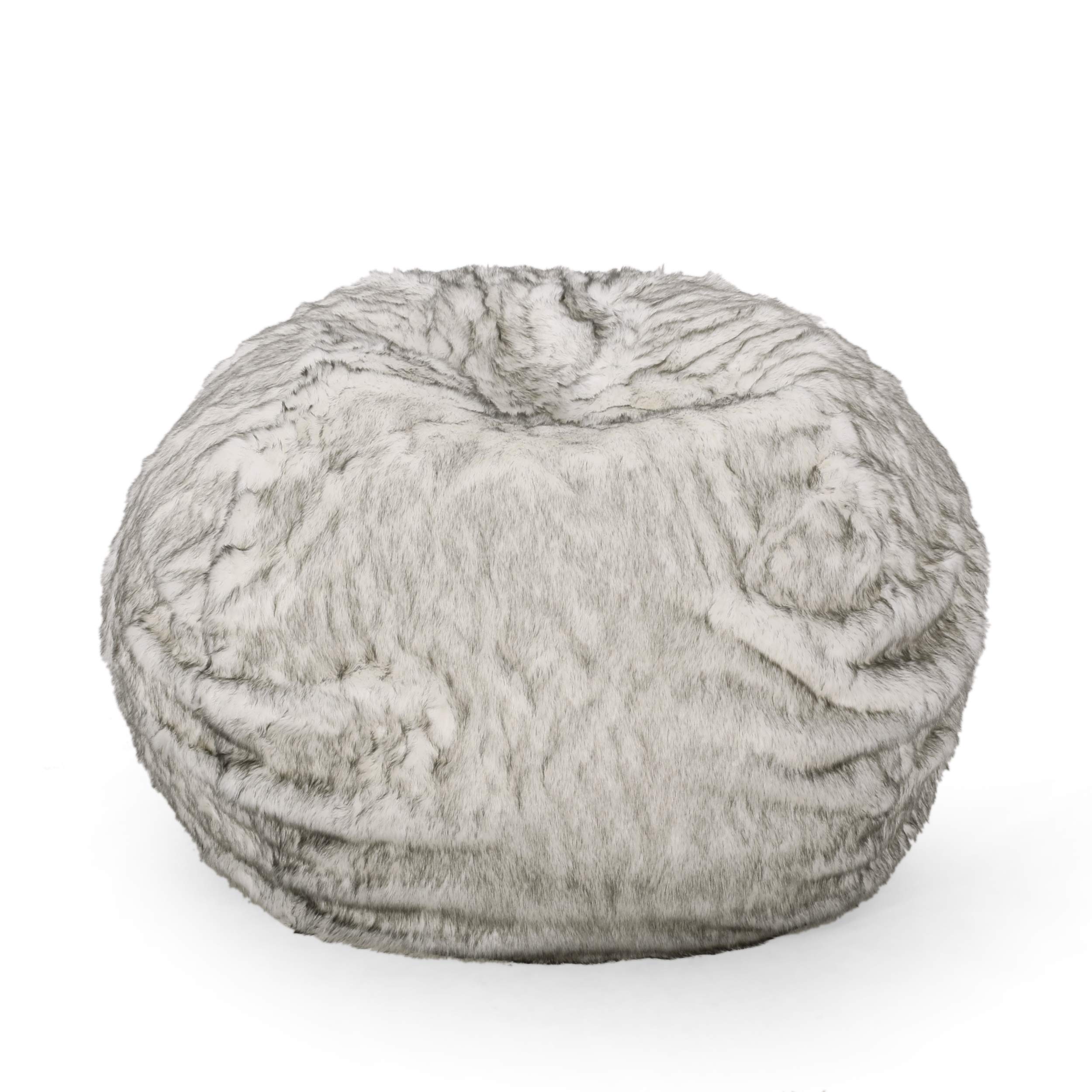 Christopher Knight Home Schley 5 Foot Bean Bag - Short Faux Fur - White/Gray