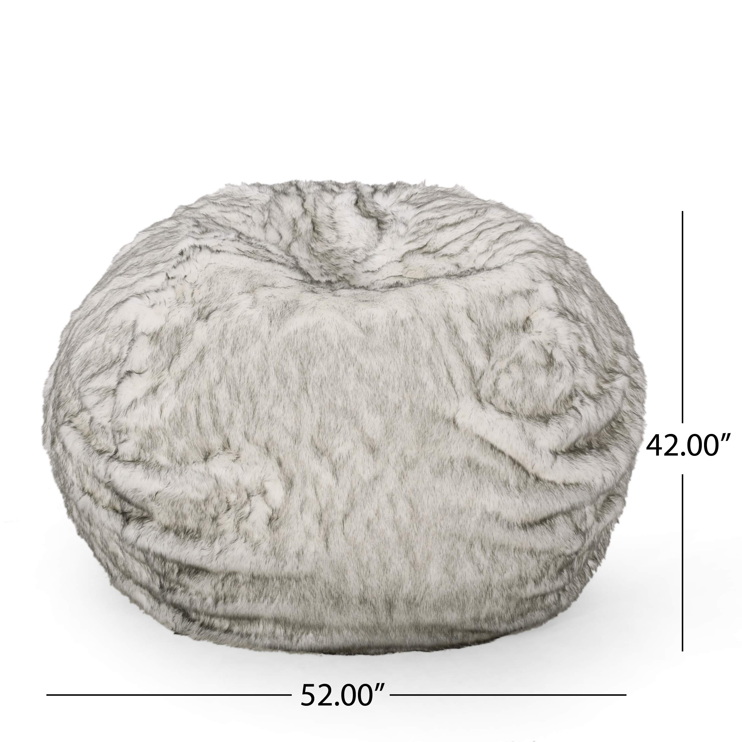 Christopher Knight Home Schley 5 Foot Bean Bag - Short Faux Fur - White/Gray