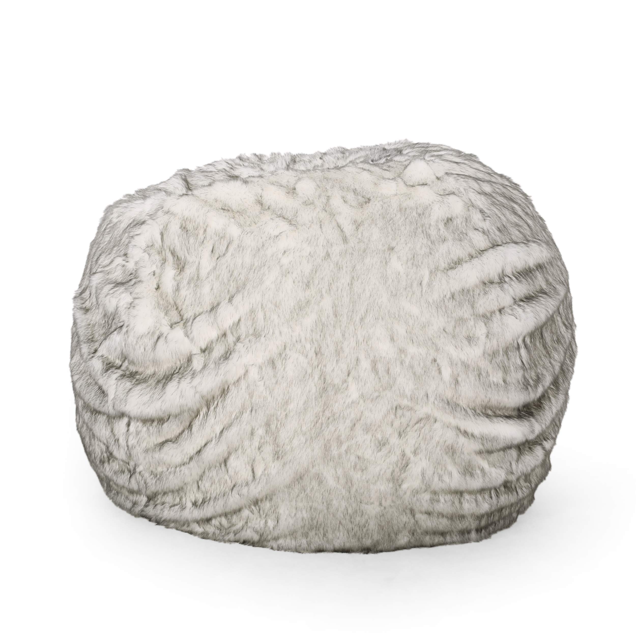 Christopher Knight Home Schley 5 Foot Bean Bag - Short Faux Fur - White/Gray