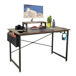 Computer Desk 39 inch Study Writing Table for Home Office-Modern Simple Work Desk with Small Removable Table,Storage Bag and 3 Hooks