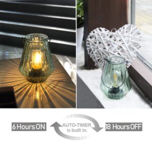 Battery Operated Lamp Hanging,Cordless LED Table Lamp with Timer, Decorative Lantern Lights Outdoor Indoor Decor for Patio/Home/Hallway/Deck/Spareroom/Bedroom/Tabletop/Fireplace/Vintage Style (LGreen)